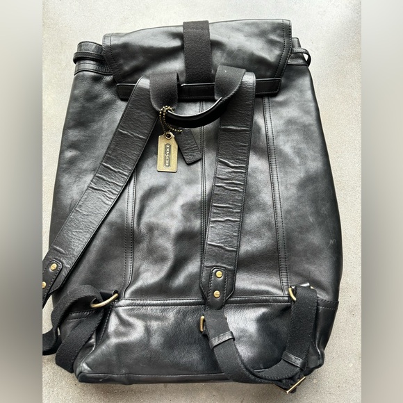 Coach Mens Black Leather Backpack - Picture 3 of 4